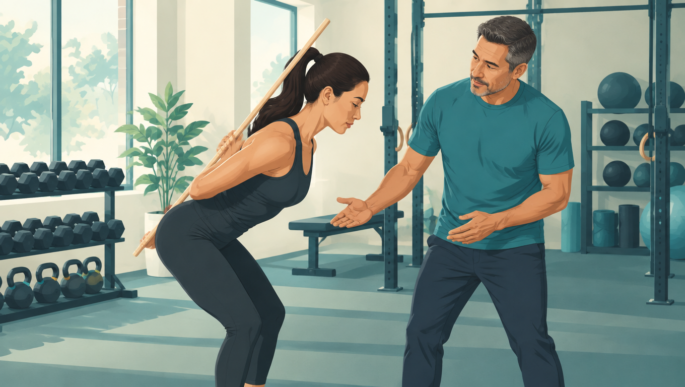 Personal Fitness training session focusing on proper back mechanics