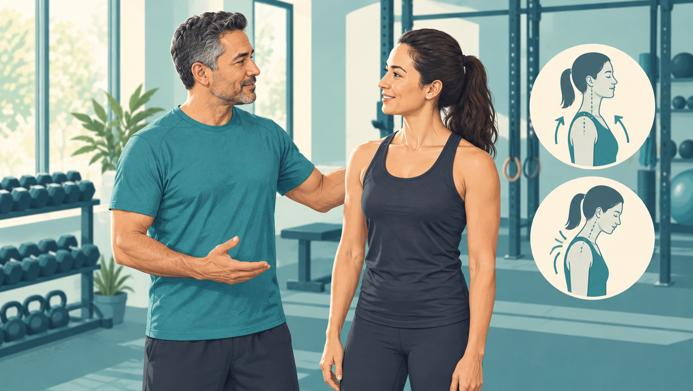 Personal Fitness training session focusing on proper neck and shoulder alignment